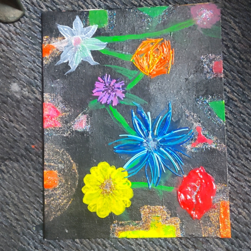 Hand painted handcrafted flower picture
